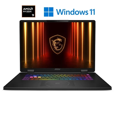 MSI Crosshair A18 HX A8WFKG-029CA 18" QHD+ 240Hz Gaming Laptop AMD® Ryzen™ 9-8940HX RTX 5060 32GBDR5 1TB NVMe SSD Win 11