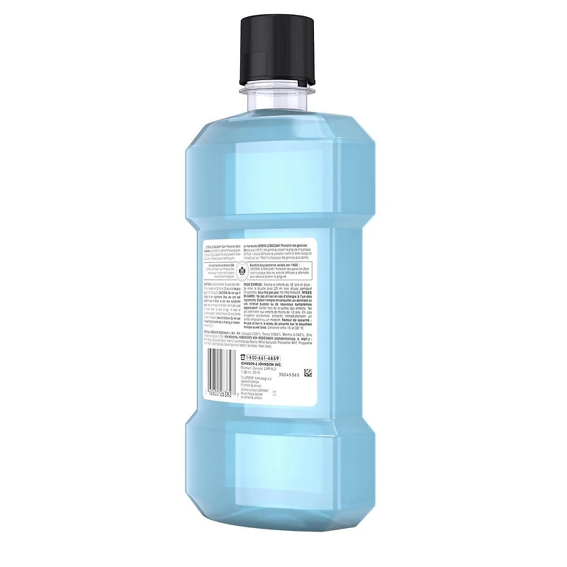 Rince-bouche Listerine Ultraclean Protection gencives Zero, Protection contre la gingivite, la plaque et le tartre, Antiseptique, antibactérien, Sans alcool, Soin buccodentaire, Menthe rafraîchissante 1l