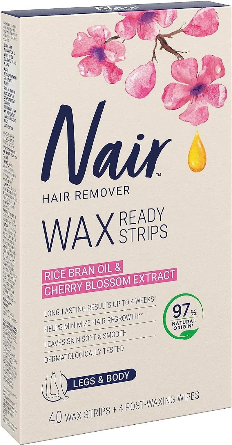 Nair Wax Ready Strips Legs And Body Hair Remover, 40 Strips