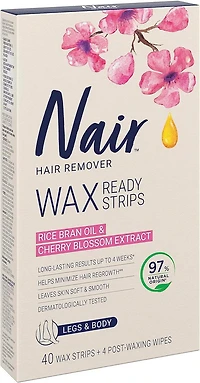 Nair Wax Ready Strips Legs And Body Hair Remover, 40 Strips