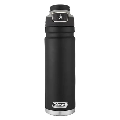 Bouteille d’eau Coleman FreeFlow, 709 mL (24 oz), acier inoxydable, couvercle Autoseal, noir Sans BPA