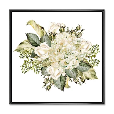 Designart Beau Bouquet Avec Hudrangea et Roses ART MURAL À CADRE FLOTT