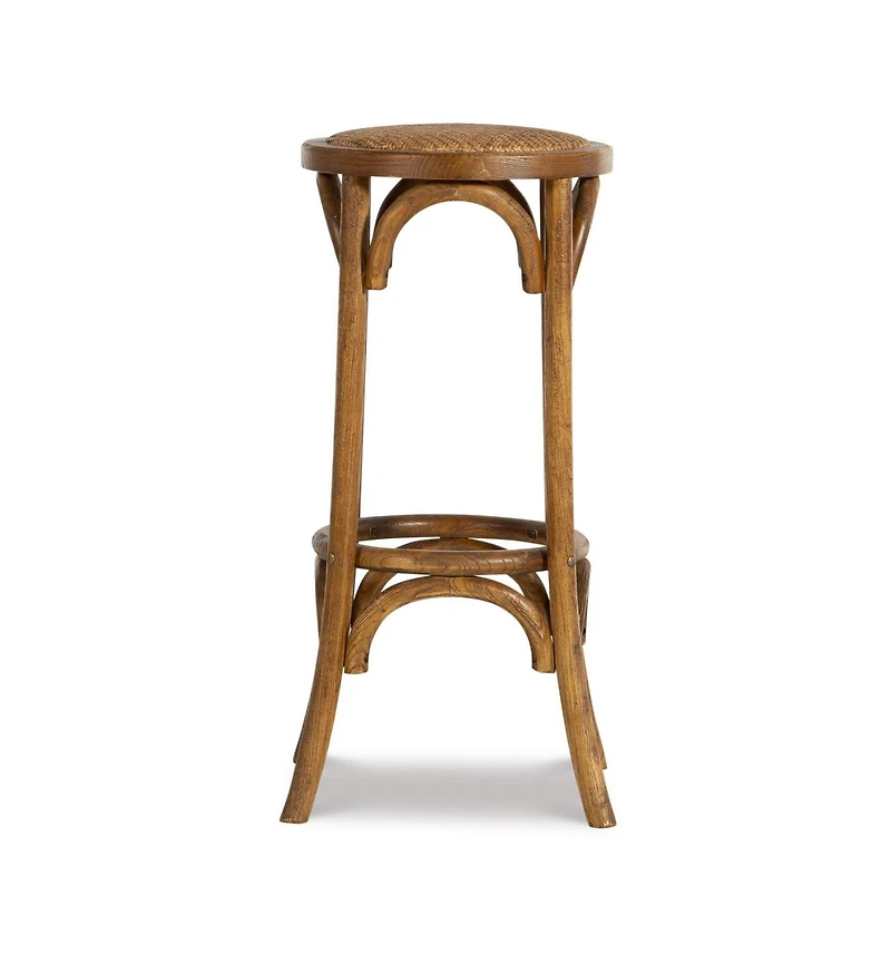 Tabouret de Bar Sans Dossier Whit Avec Assise en Rotin, Noyer
