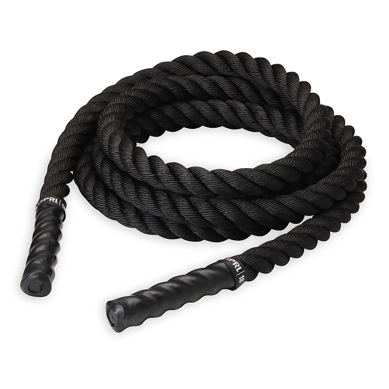SPRI Battle Rope - Weighted Rope for Strength Training,Durable Conditioning Rope - 18ft Long with 1.5" Thickness,Black