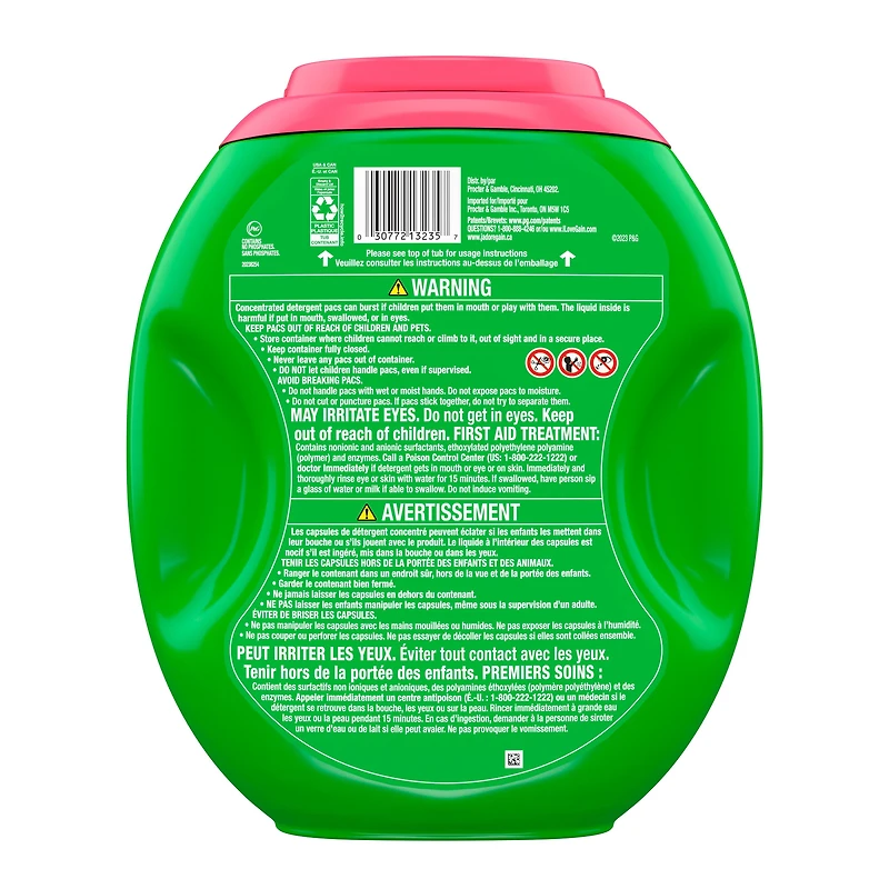 Capsules de détergent à lessive Gain Flings grande taille, 3 en 1 avec Febreze et Oxi, parfum Vibrant 45CT