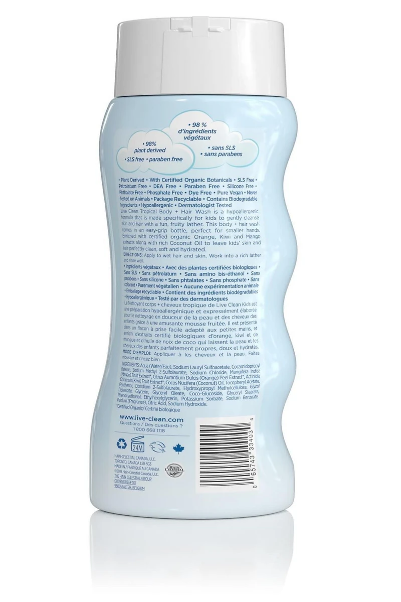 Nettoyant corps et cheveux tropique Kids de Live Clean 350 ml
