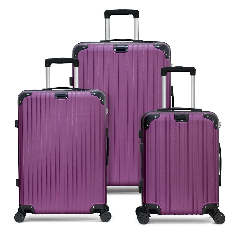 HIKOLAYAE Bagages verticaux avec roulettes à 8 roues en bleu azur, 3 pièces - Conforme à la TSA