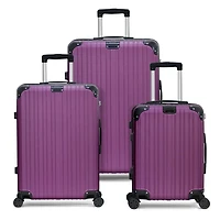 HIKOLAYAE Bagages verticaux avec roulettes à 8 roues en bleu azur, 3 pièces - Conforme à la TSA
