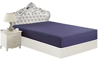 Drap-housse en bambou massif, ultra doux et soyeux, à poches profondes, pour toutes les saisons, bleu marine