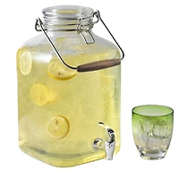Home Trends Glass 2-Gallon Beverage Dispenser with Glass Clamp Lid, Glass beverage dispenser