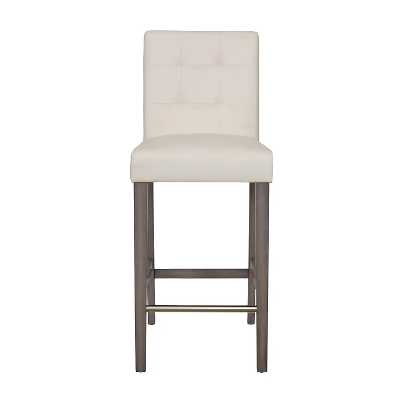 CorLiving Leila Faux Leather Upholstered Wood Leg Indoor Barstool - Sold Individually