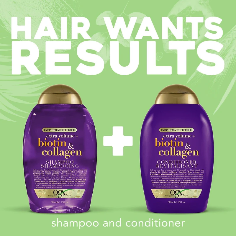 OGX Biotin & Collagen Extra Strength Volumizing Conditioner, 385 ml