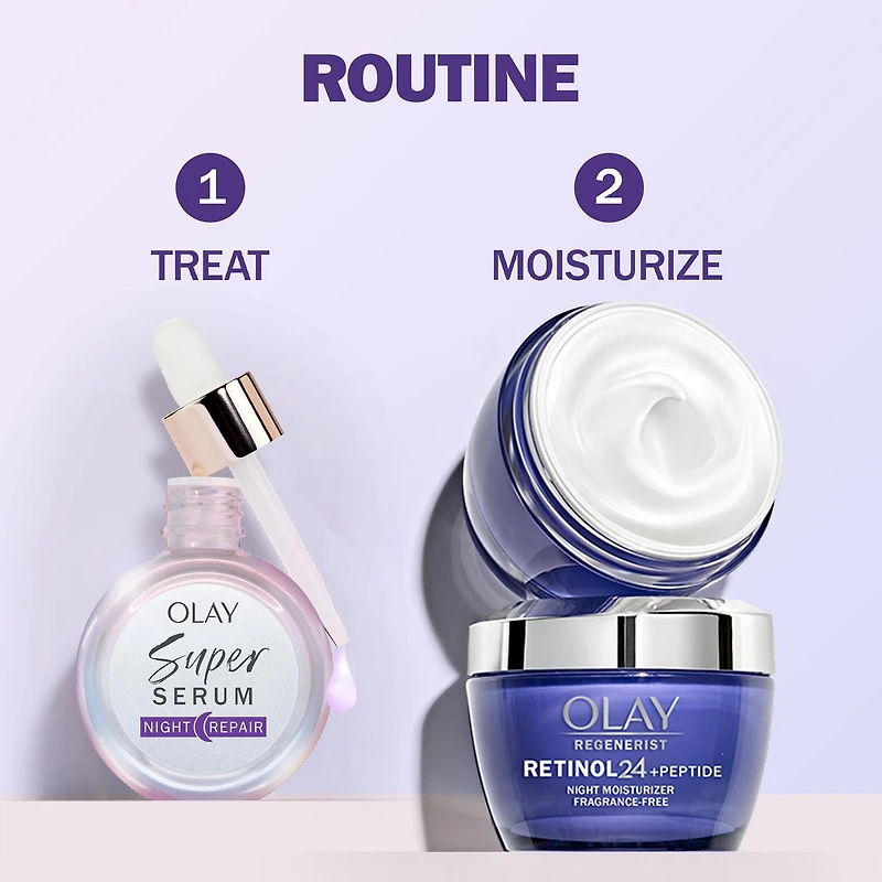 Olay Super Serum Night Repair with Salicylic Acid, Niacinamide, Lactic Acid, and Glycerin Peptide, 30ML