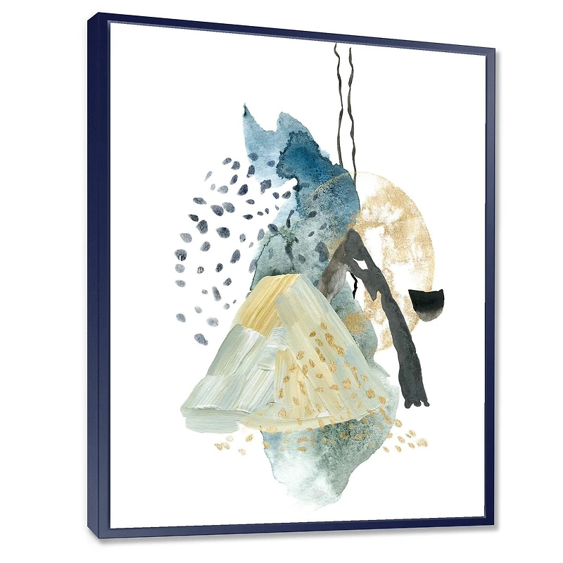 Designart Gouache Of Abstract Landscape With Mountain Moon FLOAT FRAME WALL ART