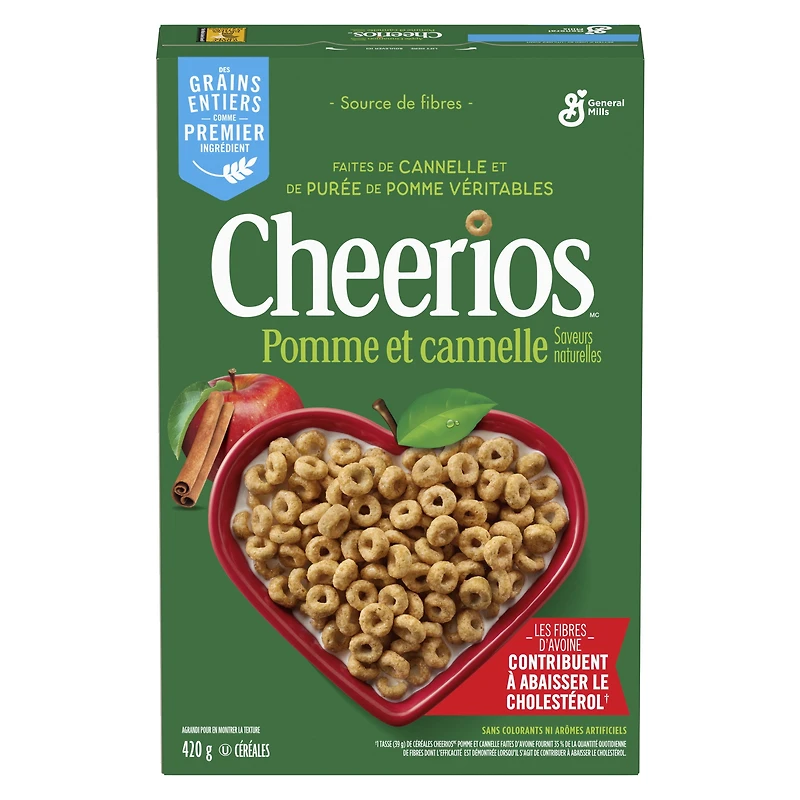 Cheerios Pommes et Cannelle, Céréales à Base de Grains Entiers, 420 g