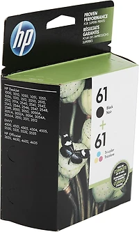 Paq. de 2 cartouches d'encre HP 61 noire et tricolore Noir