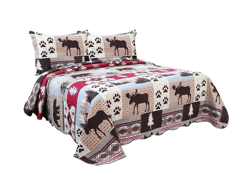 Marina Decoration Rich Printed Embossed Pinsonic Coverlet Bedspread Ultra Soft Bedding Summer Quilt Set with Shams