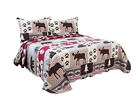 Marina Decoration Rich Printed Embossed Pinsonic Coverlet Bedspread Ultra Soft Bedding Summer Quilt Set with Shams