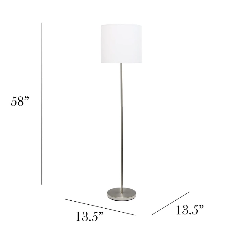 Simple Designs Brushed Nickel Drum Shade Floor Lamp