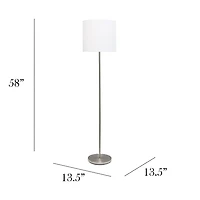 Simple Designs Brushed Nickel Drum Shade Floor Lamp