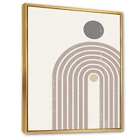 Designart Abstract Rainbow Sun and Moon In Earth Tones I FLOAT FRAME WALL ART