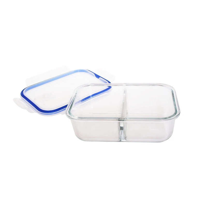 Mainstays 1050ML RECTANGLE GLASS FOOD STORAGE WITH DIVIDER, 1050ML RECT STORAGE WITH DIVIDER