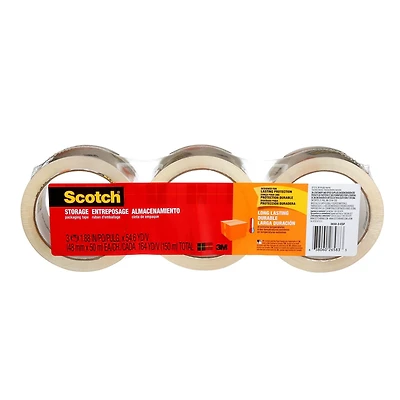 Scotch® Long Lasting Storage Packaging Tape, 3650-3-ESF, clear, 1.88 in x 54.6 yd (48 mm x 50 m), 3 pack