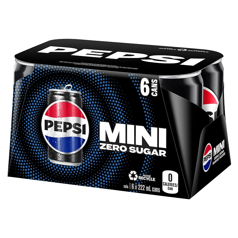 Pepsi Zéro sucre 6 x 222mL, Mini Cans