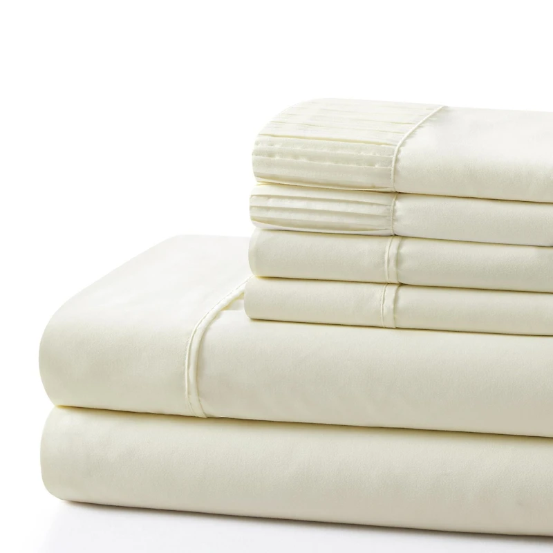 Literie Marina Decoration, draps toutes saisons, ultra doux, soyeux et à poches profondes, en rayonne de bambou, couleur ivoire