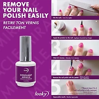 Looky – Dissolvant Miracle de vernis gel rapide et facile, sans trempage, sans odeur, solution de soin des ongles rapide, élimine le vernis en 5 min, doux, finition de qualité professionnelle, 15 ml Volume 15 ml