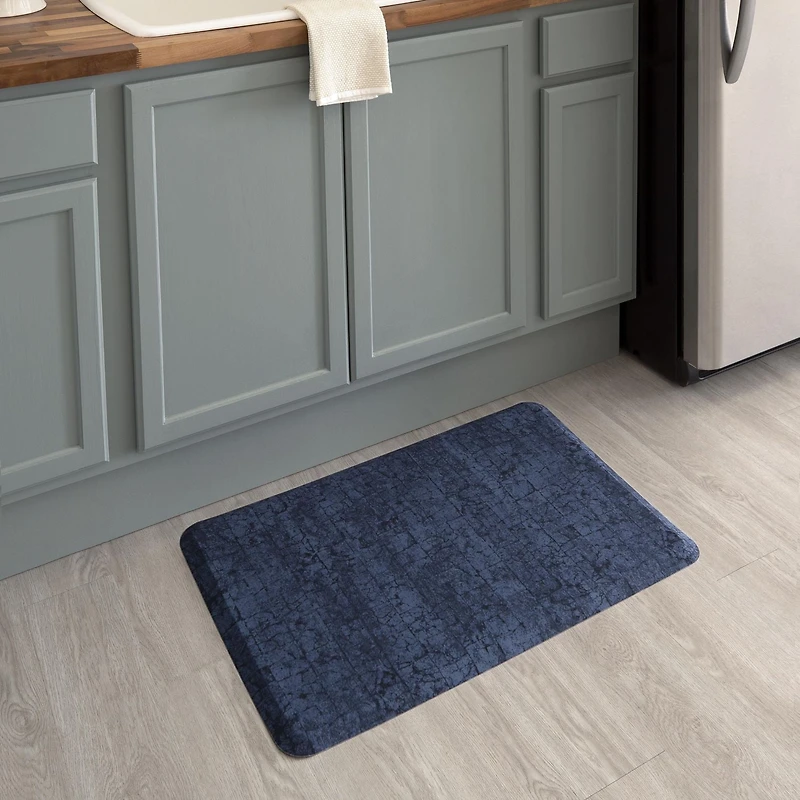 Salten Sea Blue Polyester Kitchen Mat 18x30