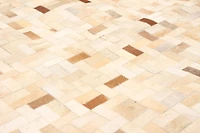 ECARPETGALLERY 5'5" x 7'8" Contemporary Cowhide Patchwork Handmade Area Rug for Living Room, Dining Room and Bedroom in Ivory