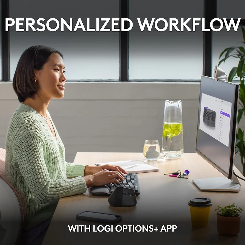 Logitech Wave Keys Wireless Ergonomic Keyboard with Cushioned Palm Rest - Graphite