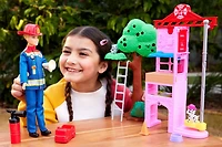 Barbie Firefighter Playset with Blonde Fashion Doll, Fire Station, 2 Pets & 10+ Accessories, Ages 3Y+