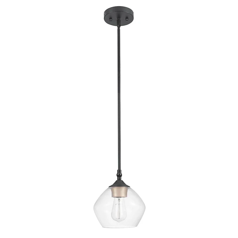 Harrow 1-Light Matte Black Pendant with Clear Glass Shade