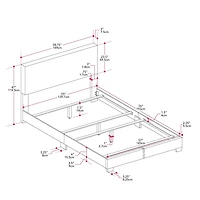 Lit adulte capitonné en tissu bouclé rose Celeste de CorLiving avec tête de lit et sommier requis