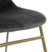 Homy Casa Set of 2 Modern Dining Chairs with Upholstered Seats and Metal Legs, Grey