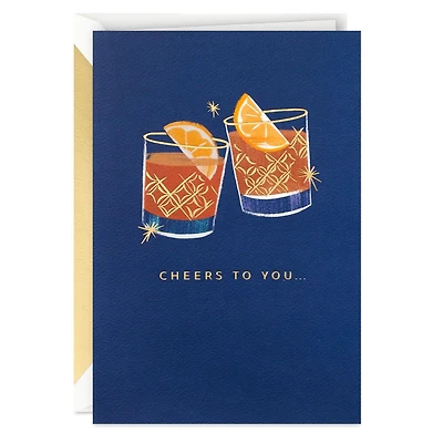 Carte de fête pour lui, carte de la fête des Pères, carte de félicitations, Signature de Hallmark (Verres à Whiskey, « Cheers to You »)