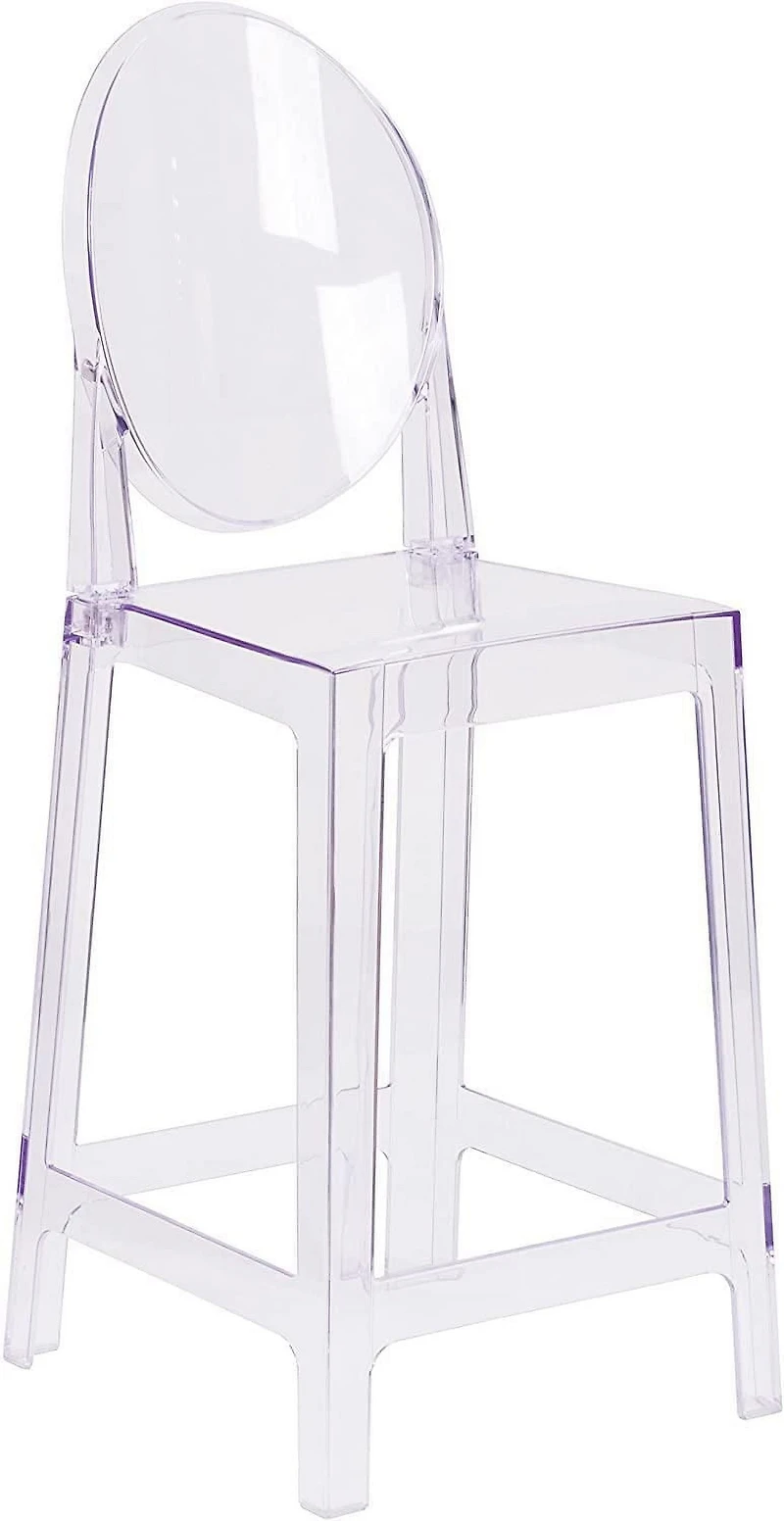 Nicer Furniture Clear Modern Ghost Side Counter Stool