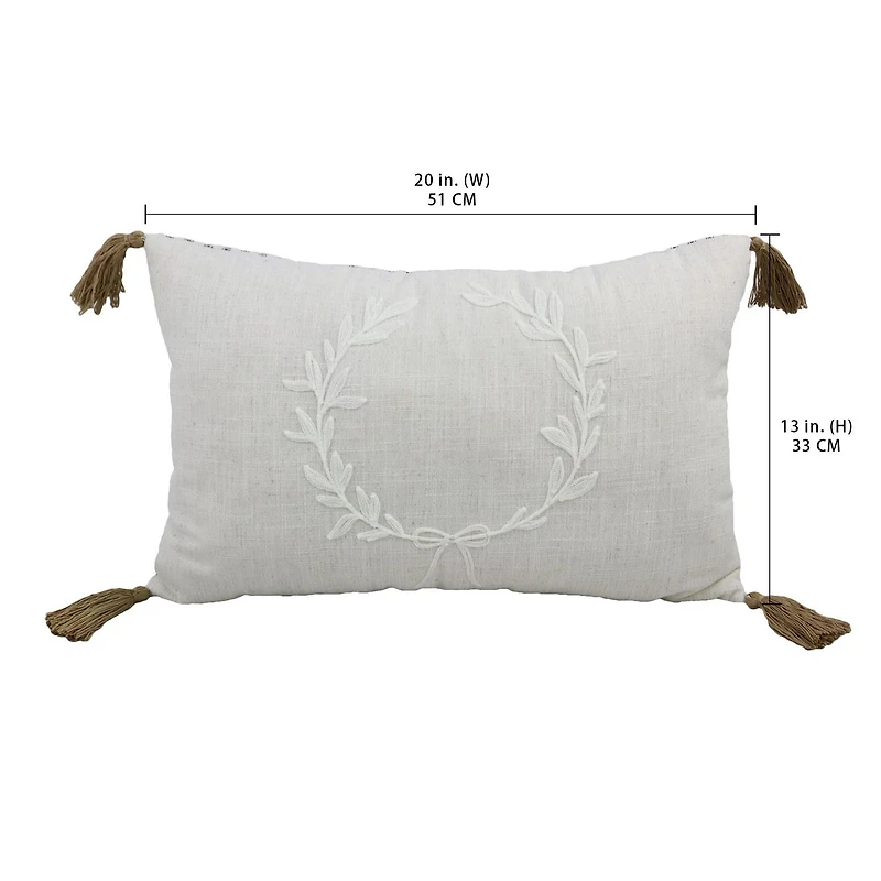 FRAÎCHE Holiday Wreath Cushion, 20x13-in