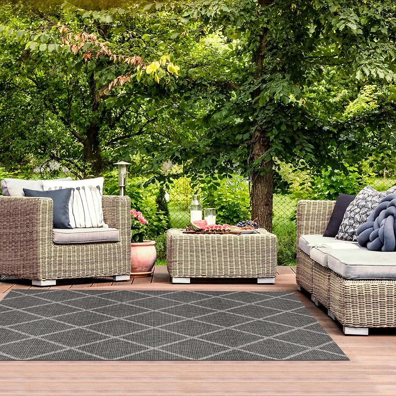 Tapis d'intérieur-extérieur charbon de 5 pi 2 po x 6 pi 7 po