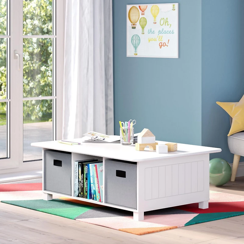 Maison RiverRidge® Table d'activités pour enfant avec 6 casiers de rangement blanc avec bacs 2 pièces