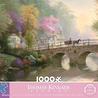 Puzzle en bois de 1000 pièces Ceaco Thomas Kinkade Hometown Bridge pour adultes à partir de 14 ans