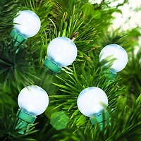 Holiday Time 100-Count Cool White LED Super Bright G30 Christmas Lights, with Green Wire, 56.2', 8"(20.3 cm) bulb spacing