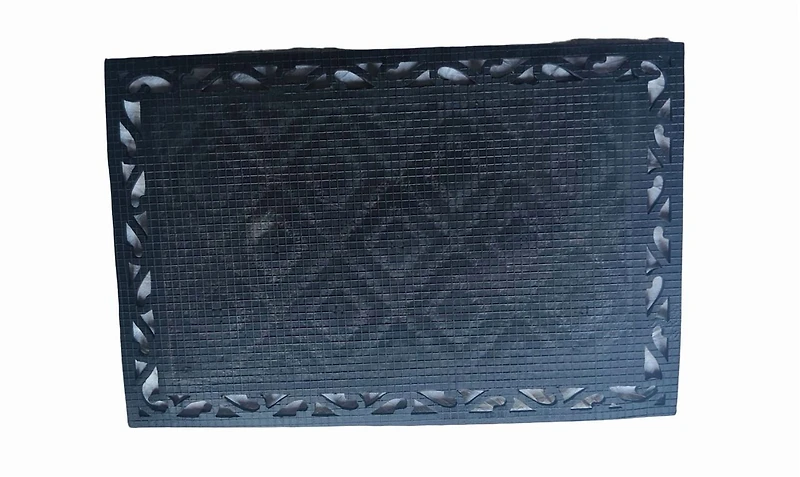 Grand paillasson en caoutchouc et fibre de coco à motif de diamants – 24 pouces x 36 pouces, tapis d’entrée durable et élégant