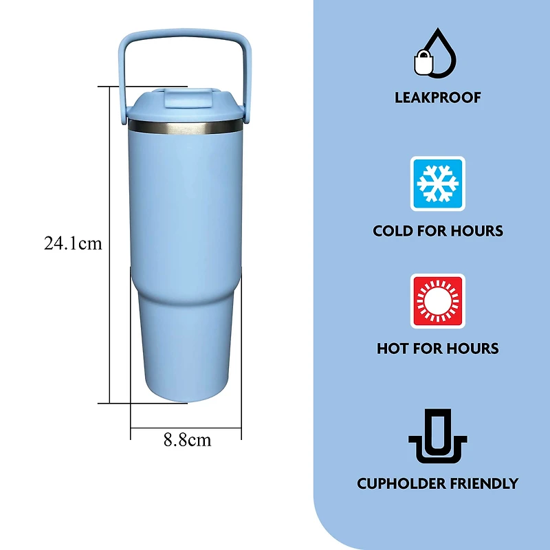 MAINSTAYS 30oz acier inoxydable Tumbler bleu, taille: 9,48 pouces (H) * 3,14 pouces (Dia) MAINSTAYS 30oz acier inoxydable Tumbler bleu