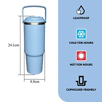 MAINSTAYS 30oz acier inoxydable Tumbler bleu, taille: 9,48 pouces (H) * 3,14 pouces (Dia) MAINSTAYS 30oz acier inoxydable Tumbler bleu