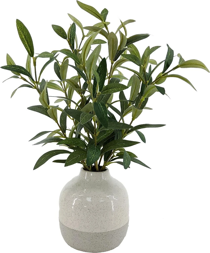 Better Homes & Gardens 14in Indoor Artificial Olive Plant in 2-Tone Ceramic Vase