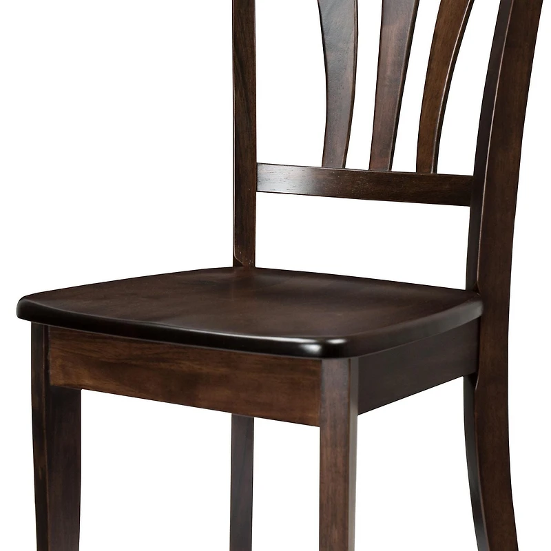 CorLiving Dillon Solid Wood Indoor Dining Chairs with High Slatted Backs, Dark Brown (Set of 2)