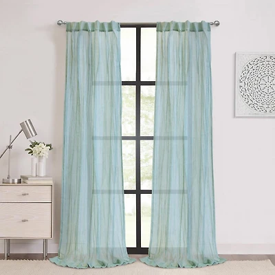 Loft Living Peoria Sheer Dual Header Single Curtain Panel 52 x 84 in Pale Thyme